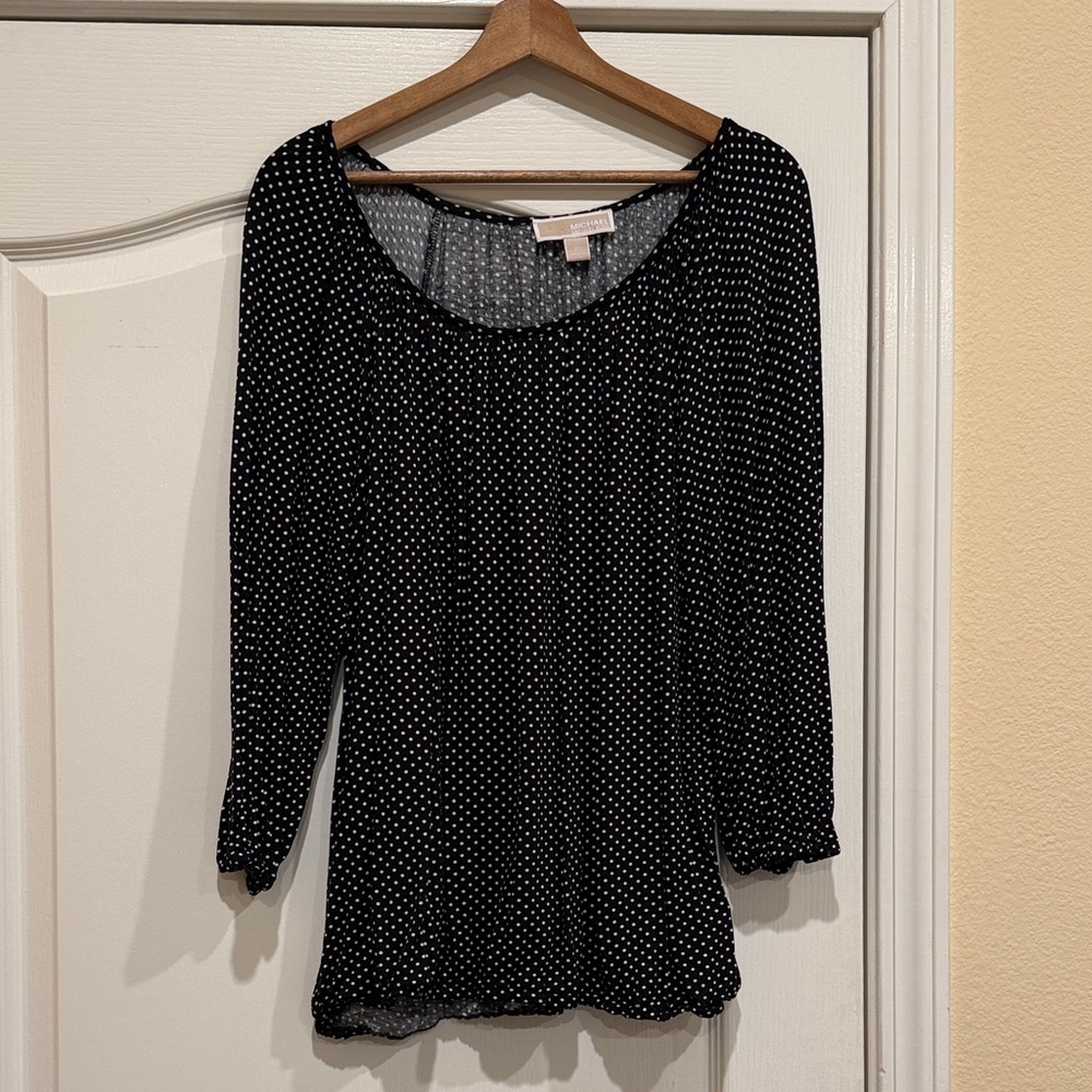 Michael Kors Black and White Polka Dot Blouse